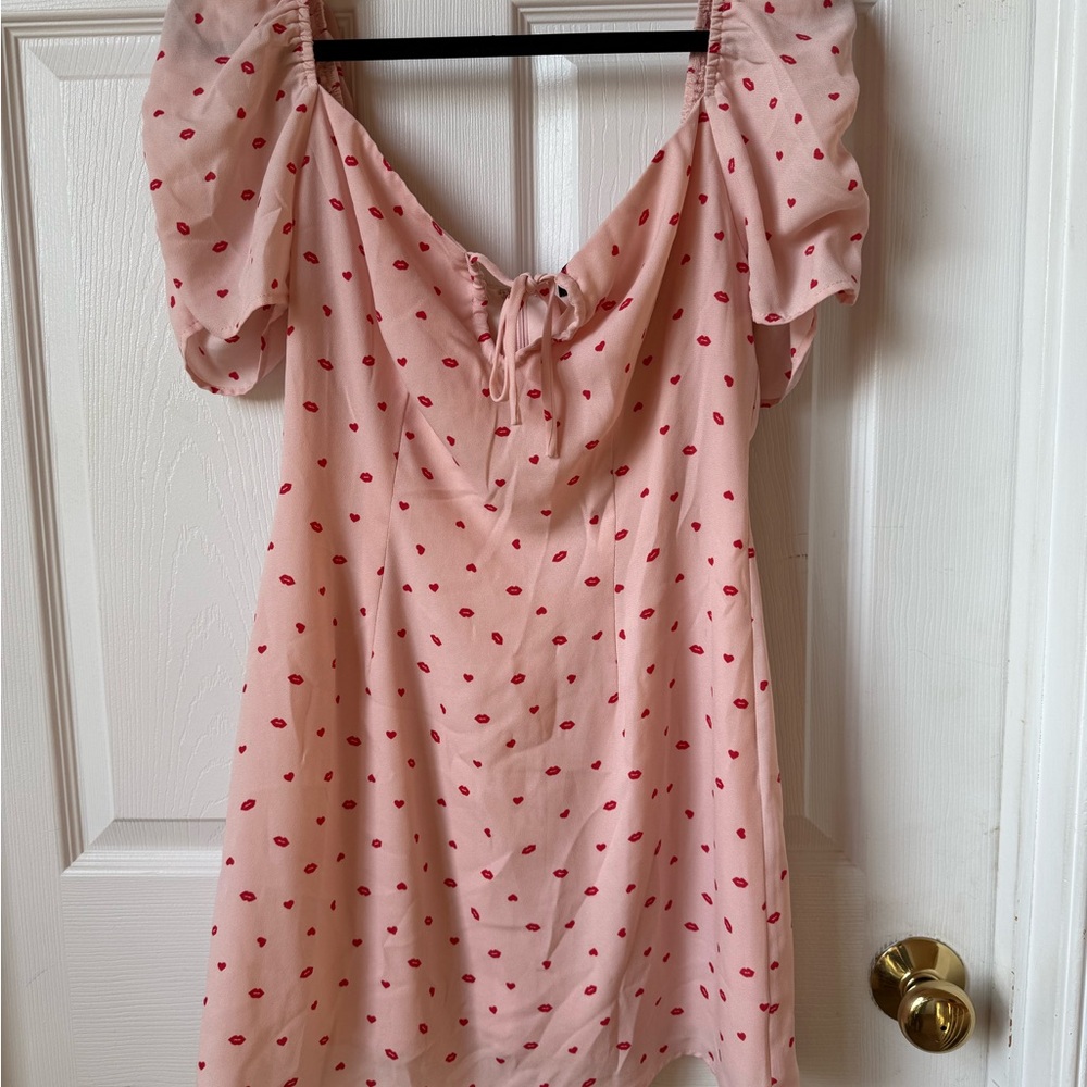 Pink Dress with Red Kisses